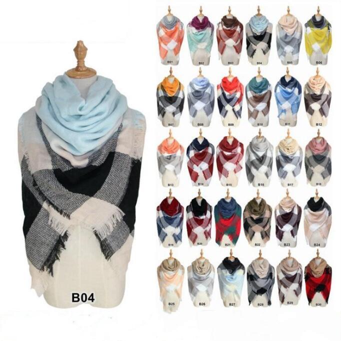 

Plaid Scarf Check Blanket Scarves Girls Lattice Shawl Winter Grid Wraps Classic Square Neckerchief Tassel Pashmina Fashion Neck Scarf D6127, Remark your choices