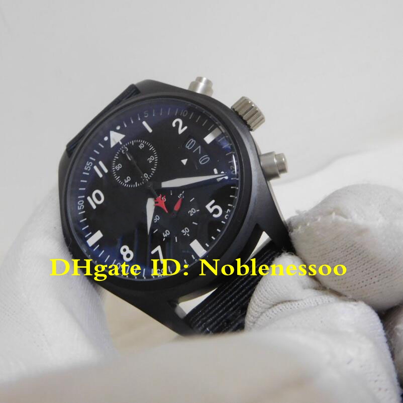 

Top Wristwatch Mens Pilot Chronograph IW388007 Black Dial 46mm PVD Black Quartz Movement Chrono Work Watches Mens Watch
