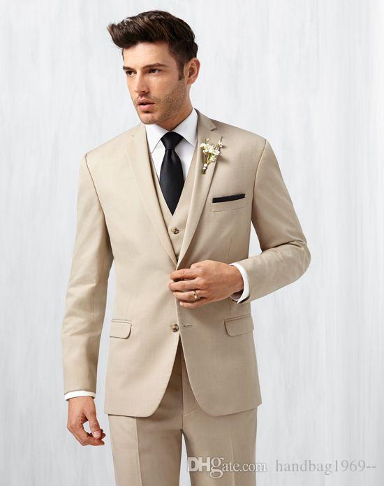 Nouveautés Beige travail homme costumes d'affaires revers cranté homme Blazer hommes robe de mariée marié smokings costumes (veste + pantalon + g