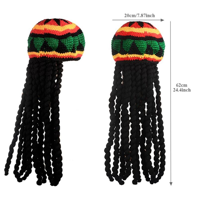 Jamaican Bob Marley Wig Novelty Knit Handmade Tassel Hair Accessories For Men
