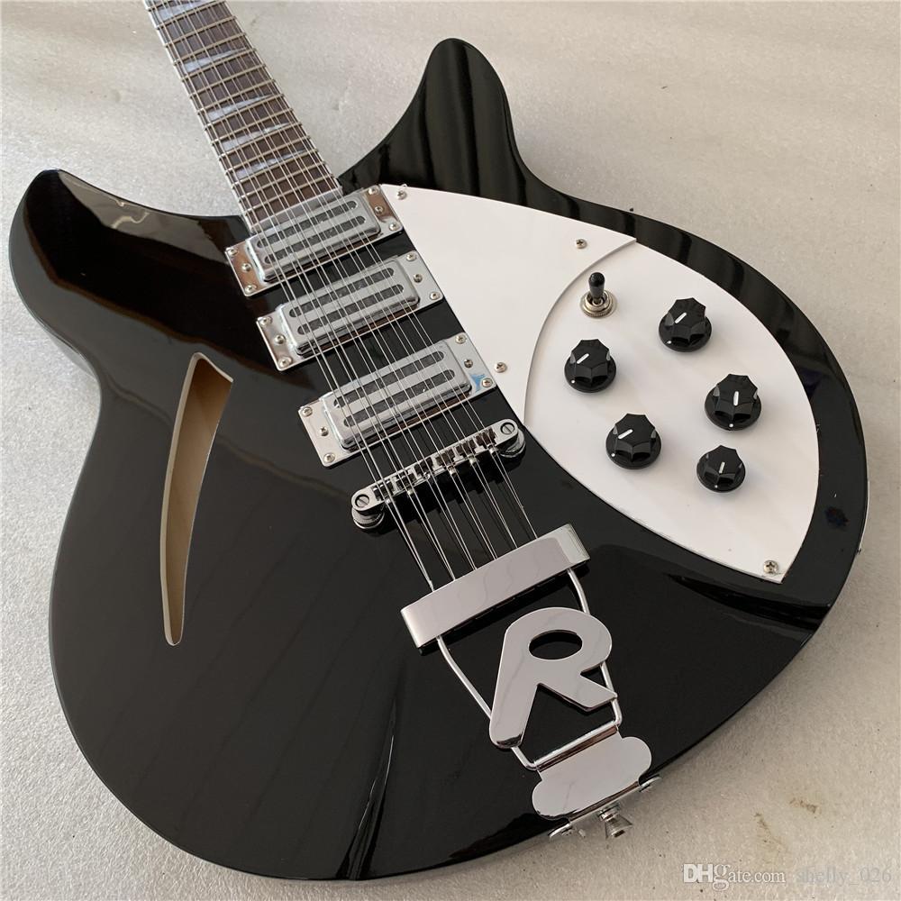 

2020 High quality 12 String Electric Guitar, Ricken 360 Electric Guitar,Black paint body with Triangle inlay fingerboard,free shipping