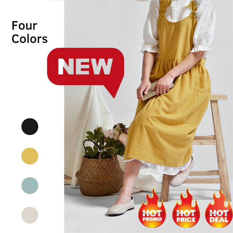 

1pc Fashion Women Bib Apron Cotton Linen Sleeveless Home Cooking Florist Cute Cleaning Apron High Quality