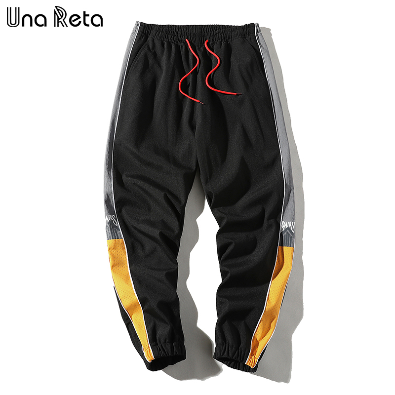 

Una Reta -5XL Streetwear Joggers New Print Letter Overalls Pant Men Hip Hop Cargo Pants Elastic Waist Male Harem Pants, Black