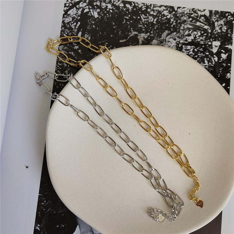 

Fine Jewelry Silver Gold Color Heavy Link Chain Necklaces For Women Men 925 Sterling Silver Collar Choker Necklace