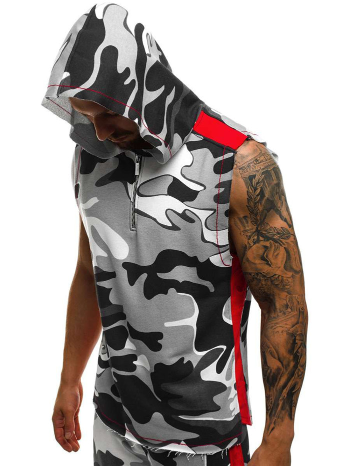 Beiläufige Mit Kapuze Reißverschluss-Sleeveless T-Shirt Sport-Weste Der Männer