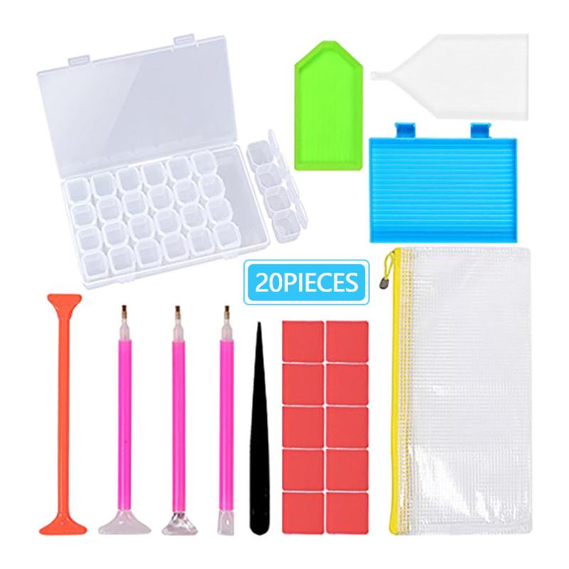 

20pcs/set DIY Diamond Painting Cross Stitch 5D Accessories Kits 28 Slots Diamond Painting Tools Box Art Craft Sewing tools #4A06