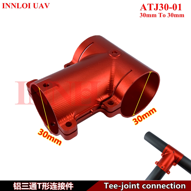 

DIY Drone Tee joint connection 30 to 30 red Aluminum Joint ConnectorTripod Three-way Fixed Seat Connector Mount for drone UAV