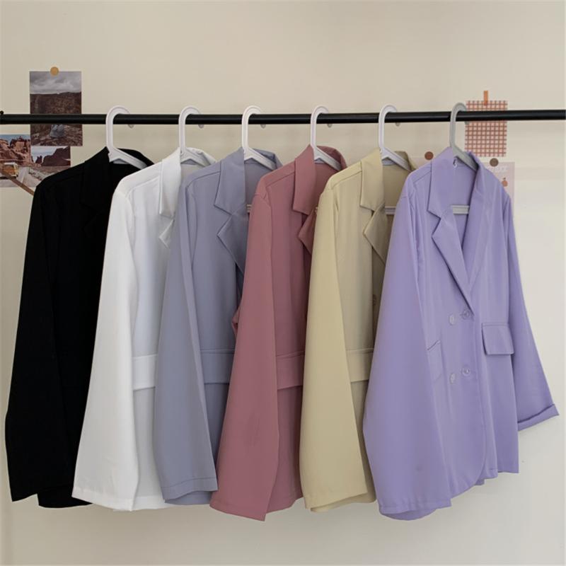 

2020 Summer and Autumn Thin 6 Color Suit Sunscreen Loose Girl Blazer girl suit jacket Fashion Spring Women Blazers Jackets Y4951, Black