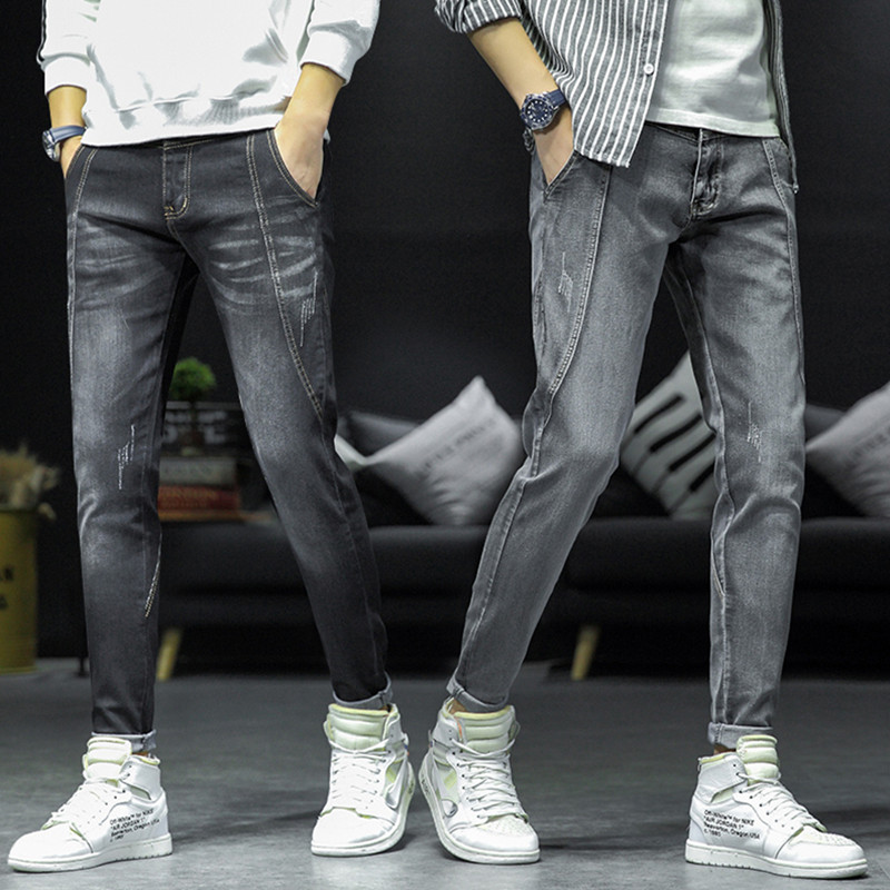 

2020 spring new arrival high quality casual slim jeans men ,men's pencil pants ,grey and black skinny jeans men