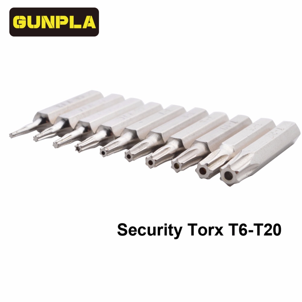 

Gunpla 10-Piece Chrome Vanadium Steel Torx Bit Driver Set Includes T3,T4,T5,T6,T7,T8,T9,T10,T15,T20(T6-T20 Security torx