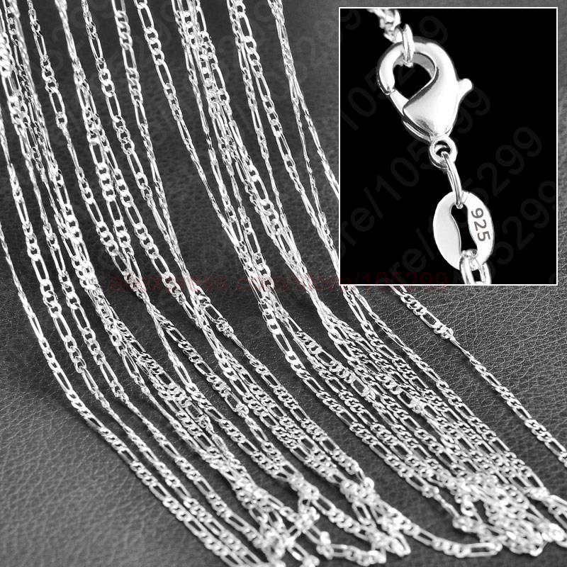 

10pcs/Lot 2mm Figaro Chain 925 Sterling Silver Jewelry Necklace Chains with Lobster Clasps Size 16 18 20 22 24 26 28 30 Inch