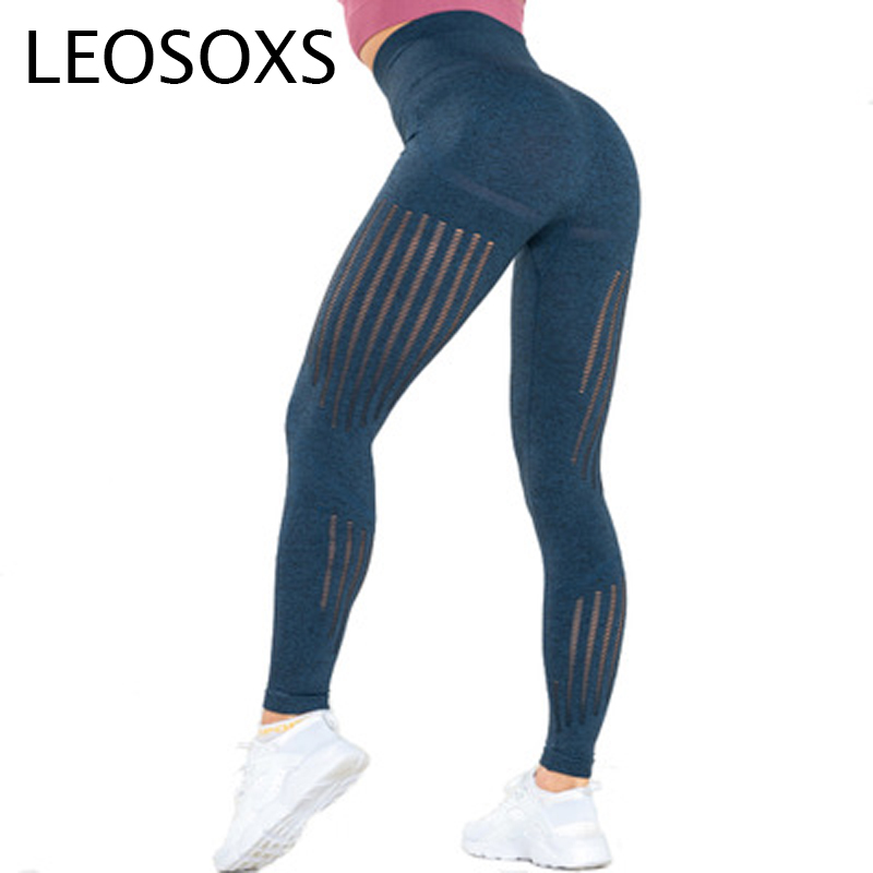 

Sport Gym Leggings Women High Waisted Yoga Pants Sexy Girls Running Fitness Seamless Legings Breathable Quick Dry Training Pants, Grey