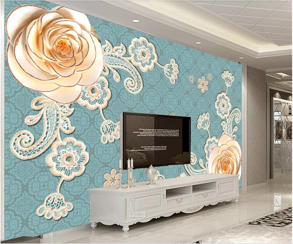 

WDBH 3d wallpaper custom photo European pastoral style blossoming fragrance living room Home decor 3d wall murals wallpaper for walls 3 d, Non-woven