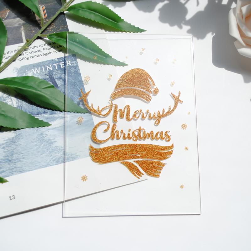 

10pcs customize print Santa Claus acrylic greeting card with family photo for anniversary