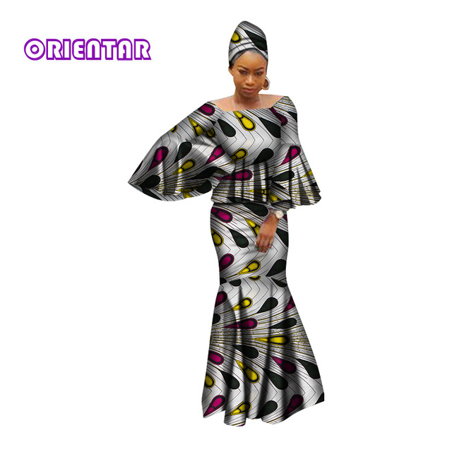 

African dresses for women 100% cotton 2019 new african fashion kanga clohing baize riche 2 pieces set african clothing WY2809