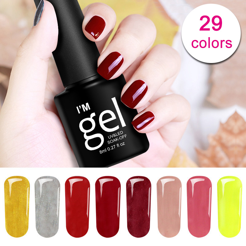 

Hot Sale 8ml 1 Bottle Gorgeous UV Gel Nail Polish Long Lasting Gel Varnish Nails Art Decoration for Manicure lacquer JLRS18, 27