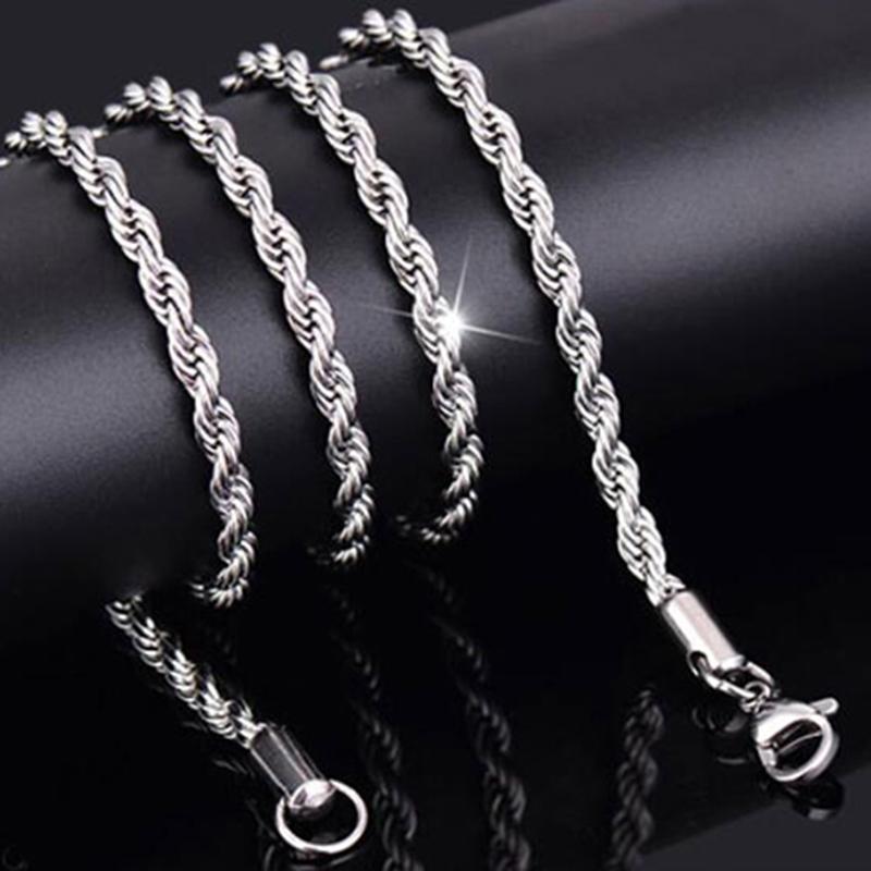 

Fashion Mens Hip Hop Chain Shine Necklace Luxury Classy Clavicle Necklace Silver Gold Color Twist Rope Jewelry For Women Men 3mm
