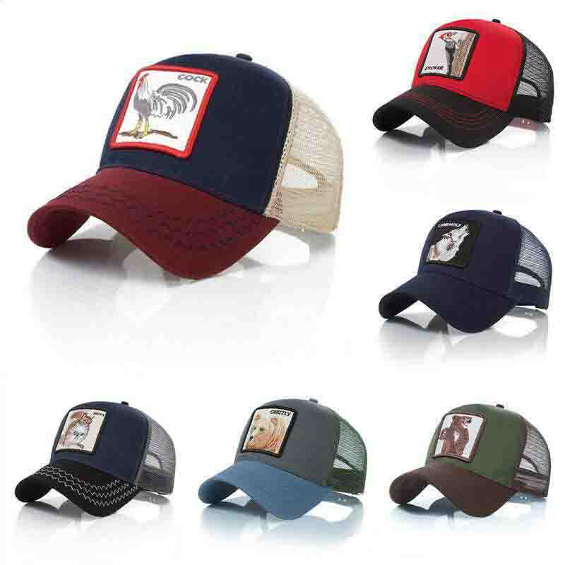 

Animals Embroidery Baseball Caps Men Women Snapback Hip Hop Hat Summer Breathable Mesh Sun Gorras Unisex, As picture