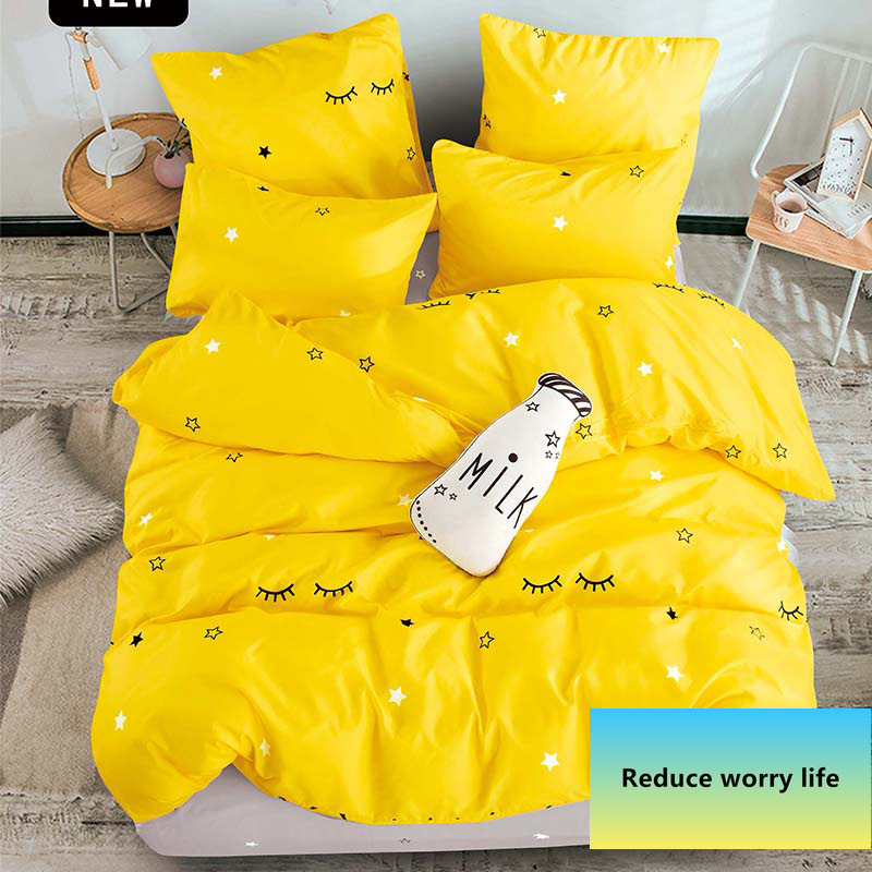 

Alanna Printed Solid bedding sets Home Bedding Set 4-7pcs High Quality Lovely Pattern with Star tree flower, T1006