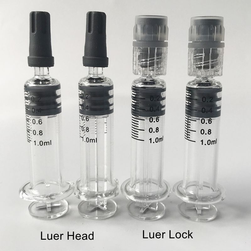 

1ml Pyrex Syringe Borosilicate Luer Head Luer Lock Glass Injector with Measurement Mark Tip Oil Filling Tools For Glass Vape Cartridges Tank