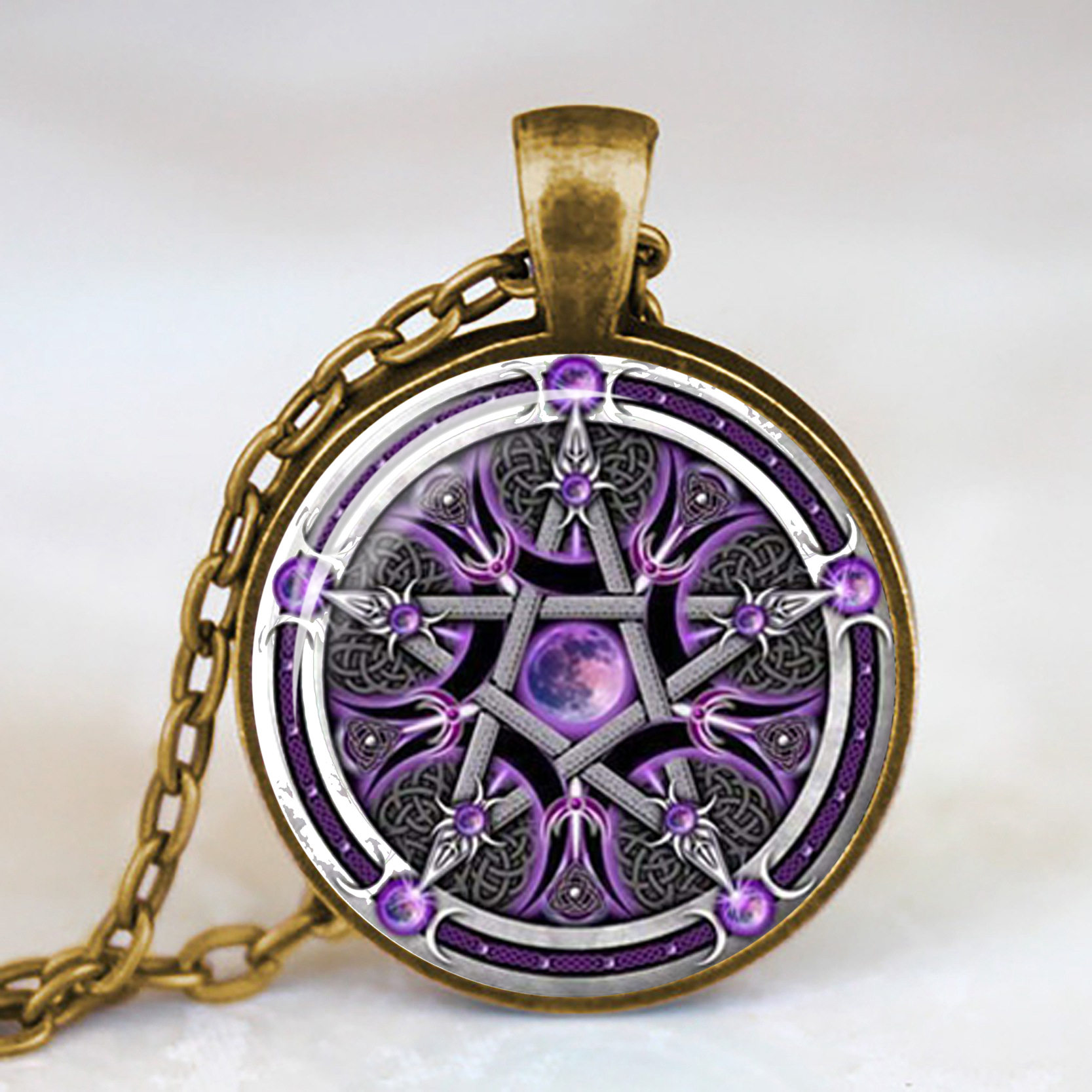 

Occult Satanic Star Symbols The Inverted Star Signs Inverted Pentagram Satanic Pentagram Dome Glass Statement Necklace Jewelry