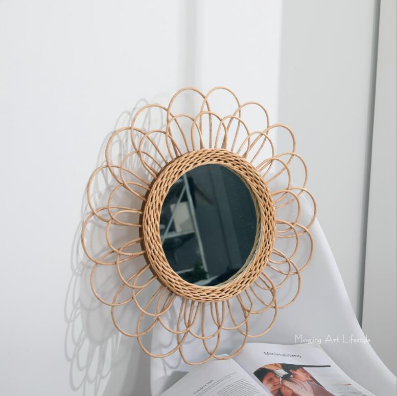Woven mirrors wall decoration hanging handmade bamboo home furnishing soft Décor-image-545840532