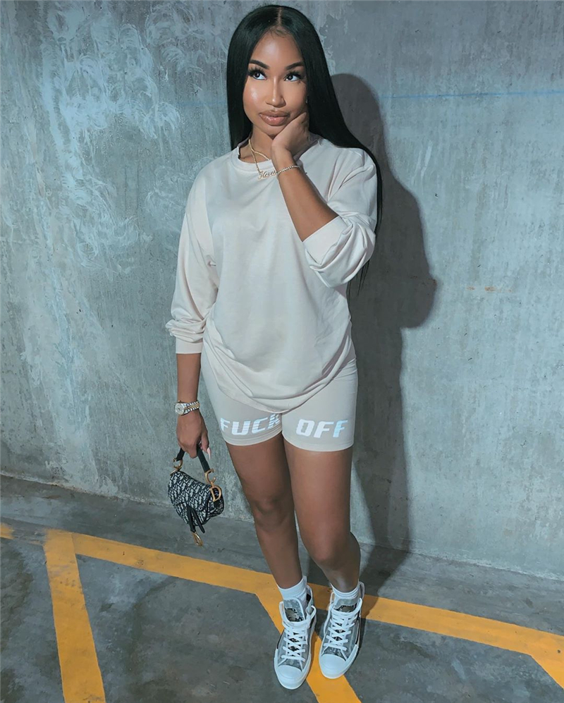 

Summer Womens Letter Printed Tracksuits Solid Long Sleeve Casual Women 2pcs Sets Pullover Fashion Ladies Active Suits, Gray