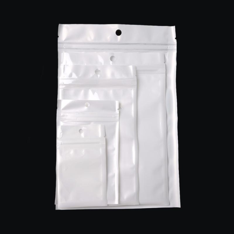 

White Clear Self Seal Zipper Plastic Retail Packaging Poly Pouches Bags Package With Hang Hole