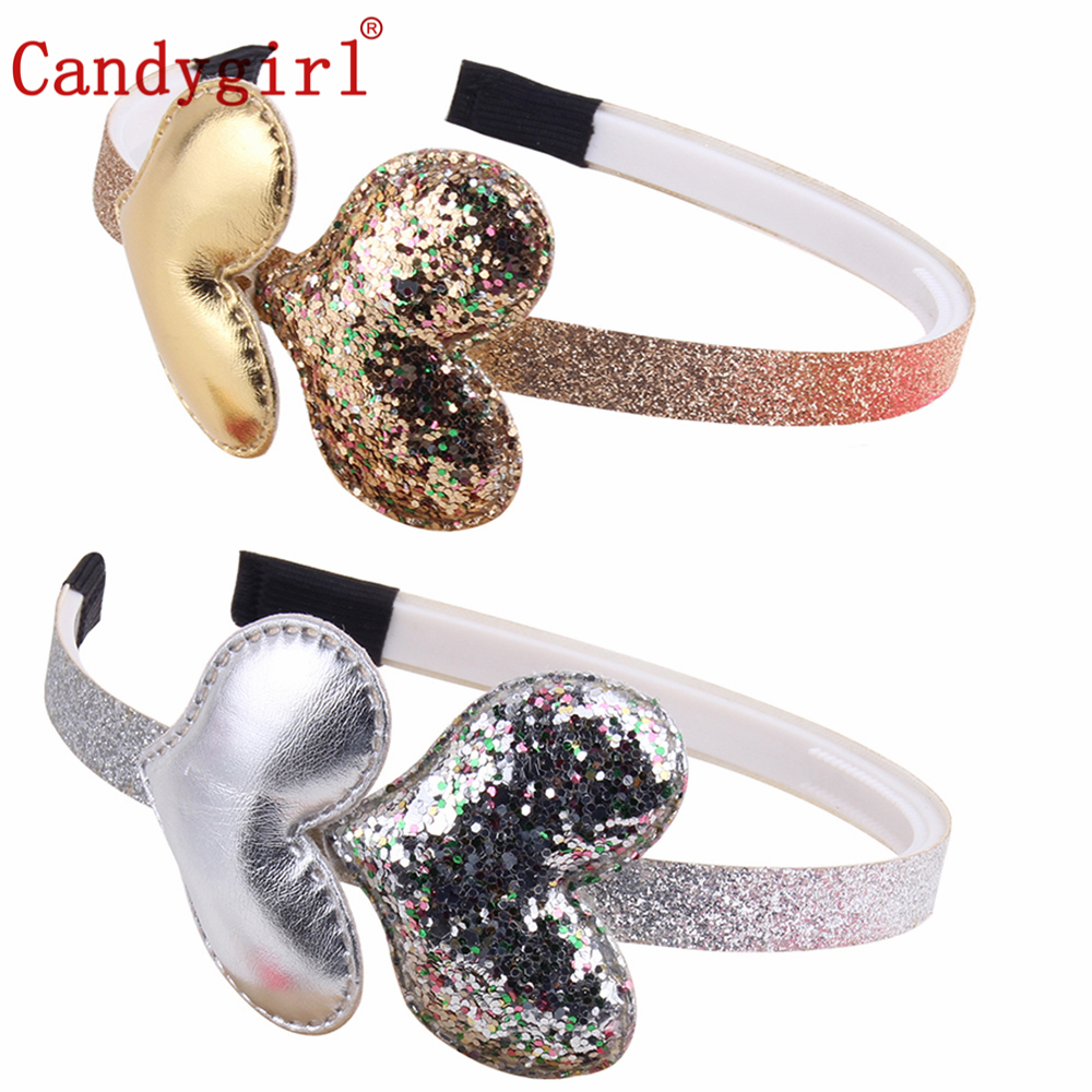 

2pcs Love Sequins Heart Hair Bands Solid Women Ethnic Headbands Hairbands Girls Hair Accessories Plastic Kids Crown Headpieces