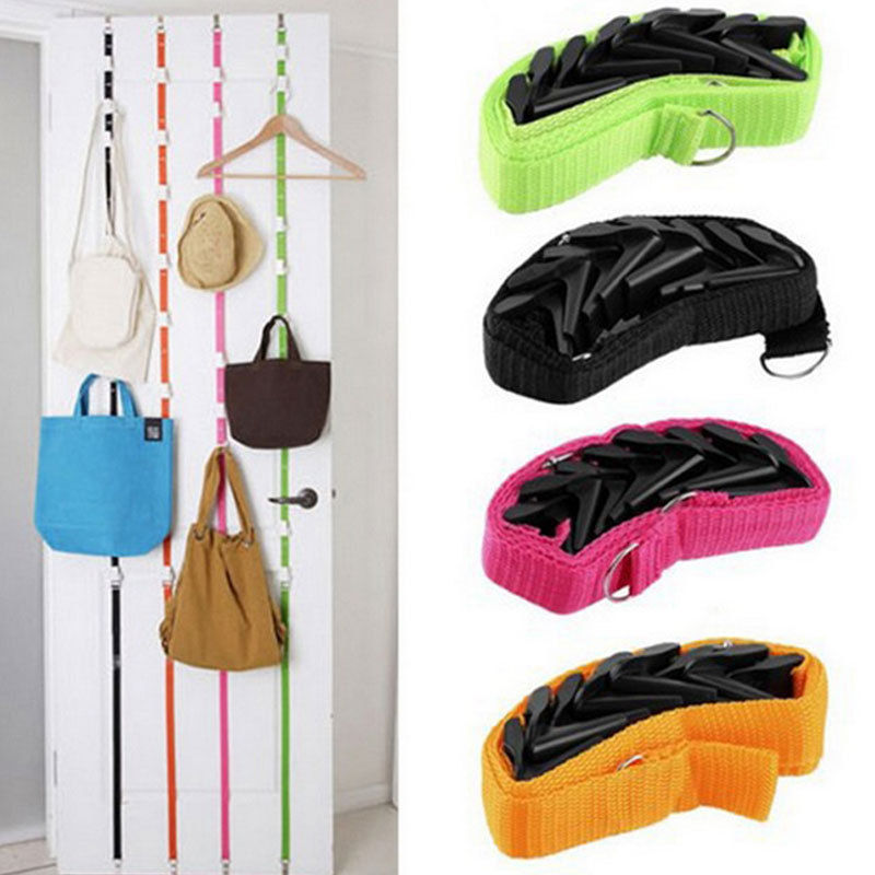 

Hot Sale High Quality Creative Straps Hanger Adjustable Over Door Hat Bag Clothes Rack Holder Organizer 8 Hooks