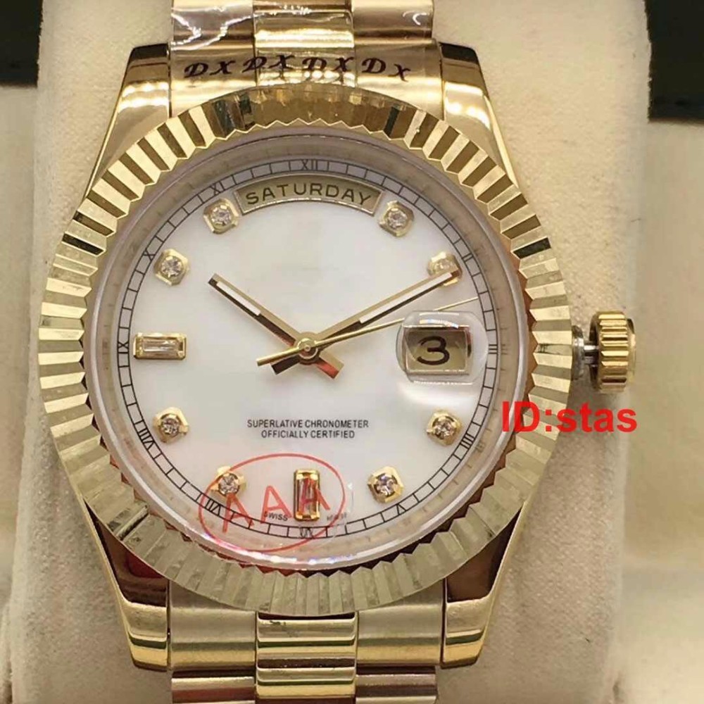 

Hot Luxury White Faces Gent 41mm Size Stainless Steel Swiss Mens Automatic Mechanical For Men's Business Watch Reloj Watches Wristwatches