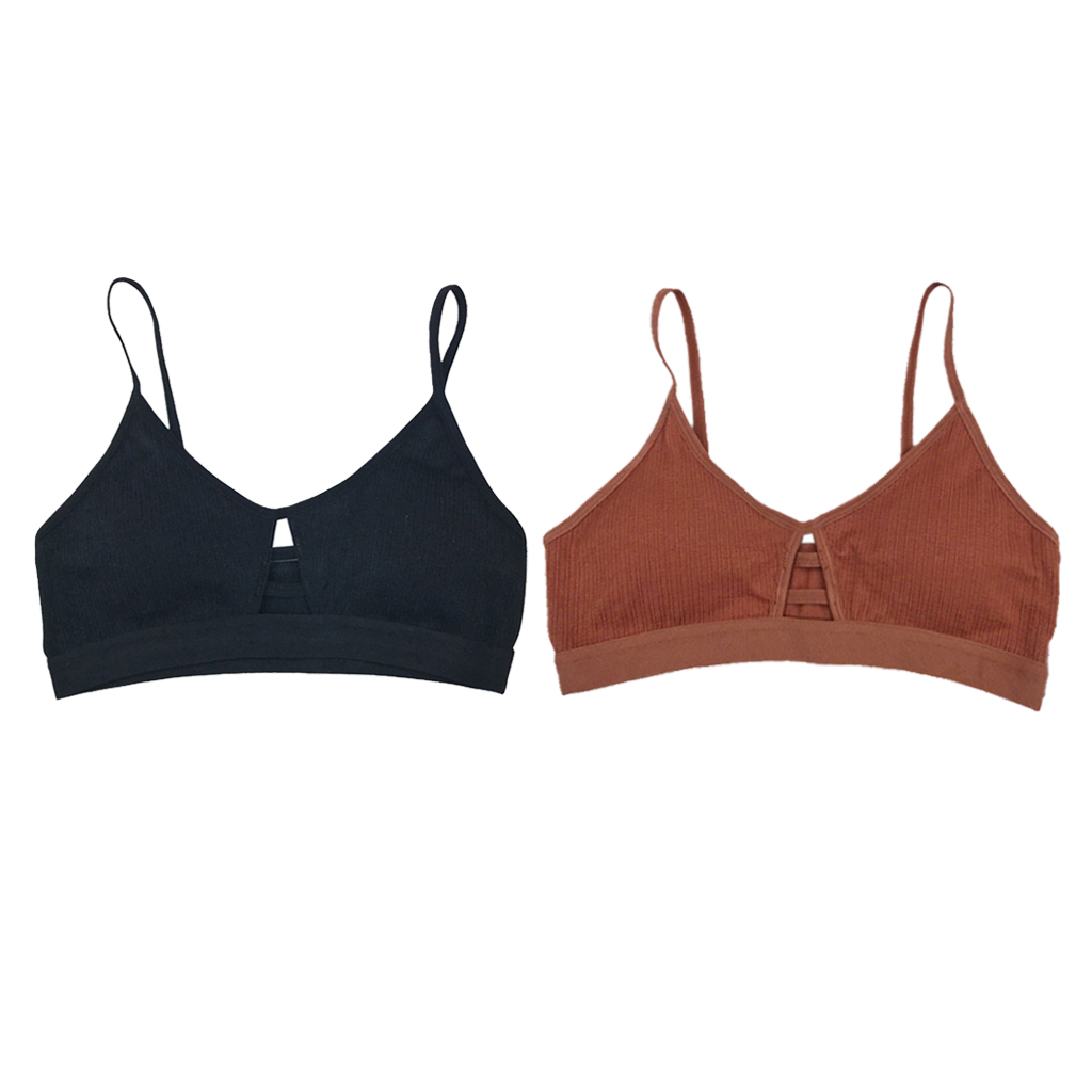 

2pcs Lady Padded Push Up Bra Stretchy Seamless Bralette Underwear, Red;black