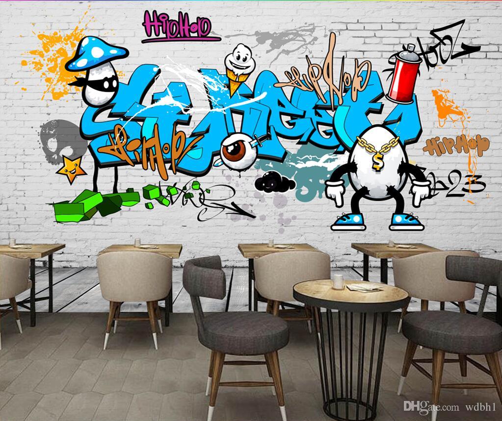 

3d wallpaper custom photo European retro vintage street graffiti white brick wall bar 3d wall murals wallpaper for walls 3 d living room, Picture shows