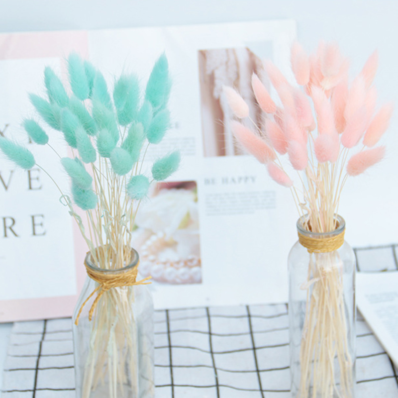 

Dried Flower Bouquet Artificial Lagurus Ovatus Decoration for Home Hotel Wedding-best, Sky blue