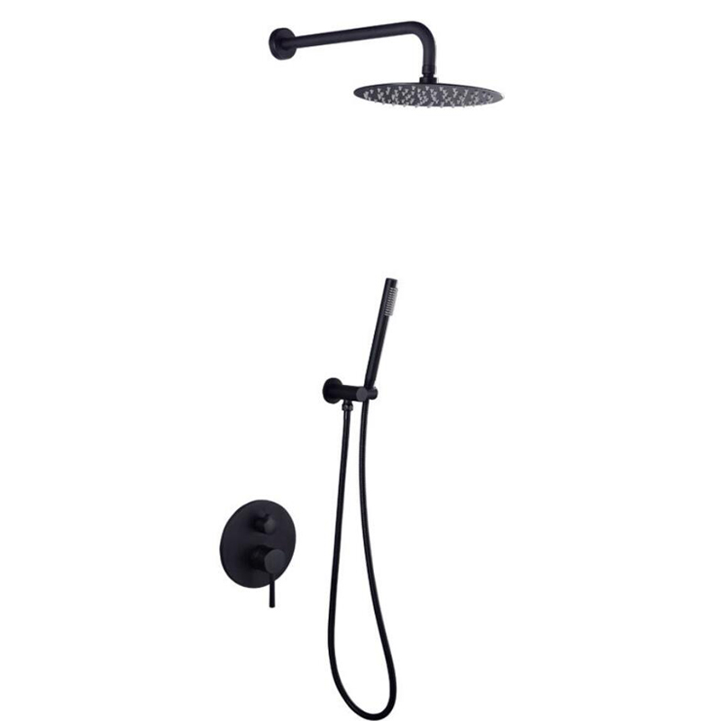 

brass made black finish round shower set 8/10/12 inches embeded in wall conceal shower valve mixer
