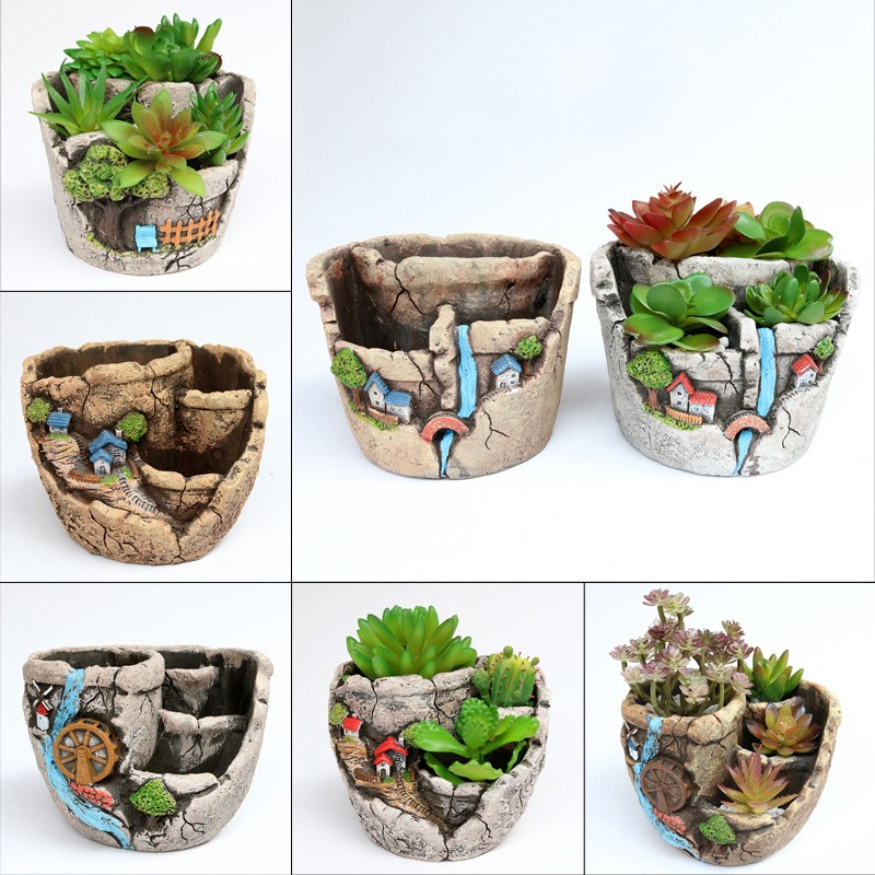 

Garden Fleshy Flower Pot Green Planting Micro-View Flowerpot Creative Eco Friendly Selling With Various Pattern 10 98wt J1