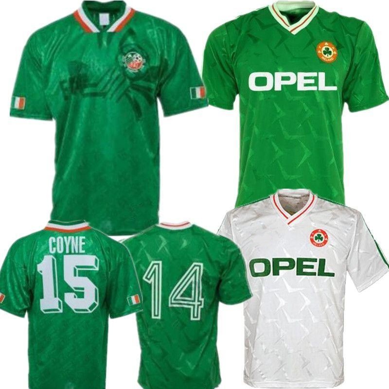 

1990 Ireland retro soccer jersey 1994 world cup Ireland home green Soccer Shirt National Team Customized Away white Football uniforms Sales, As