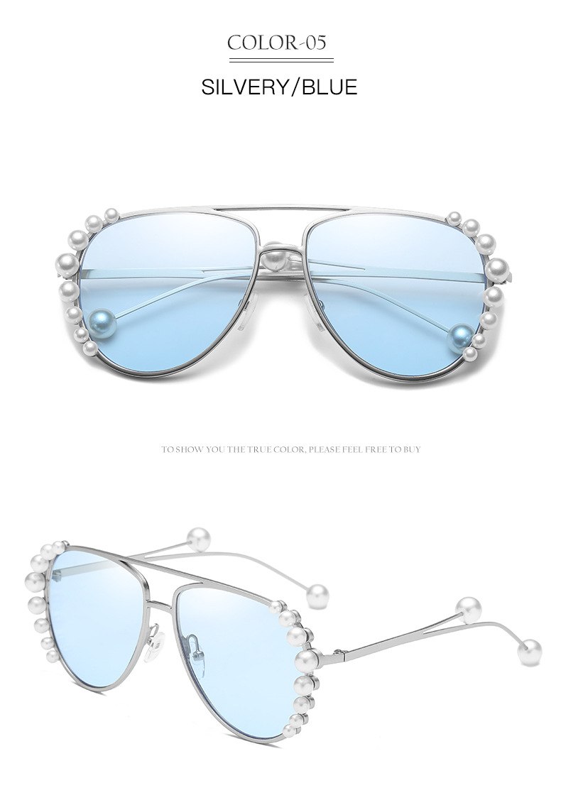 

Ladie Big Pearl Pilot Sunglasses Women Brand Designer Elegant Sun Glasses Female High Quality Metal Eyewear UV400 1586