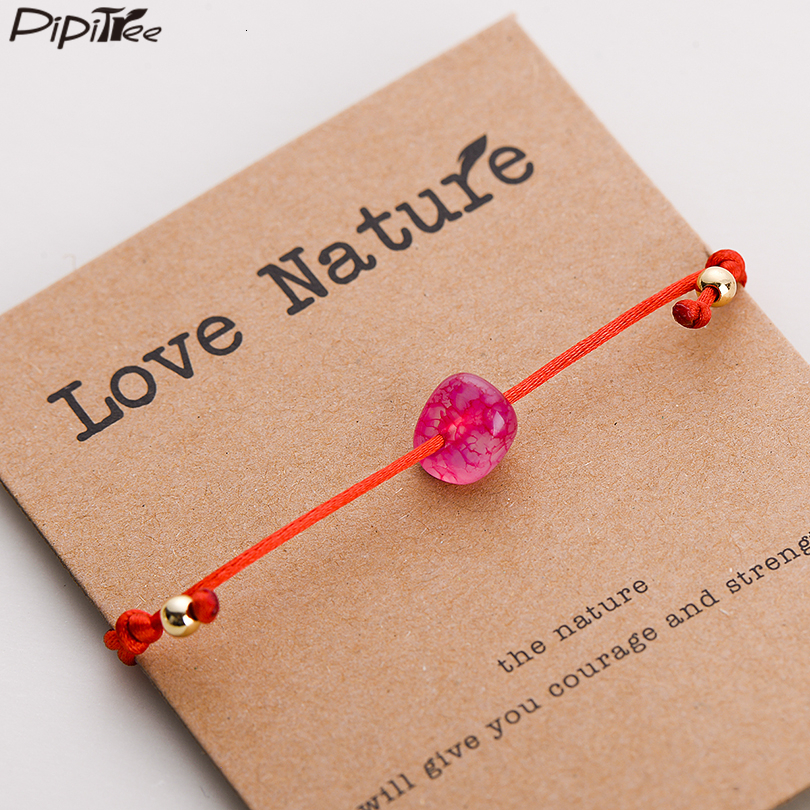 

Multi Tiger Eye Natural Stone Bead Bracelet Femme Love Nature Card Gift Red String Bracelets Women Kids Jewelry