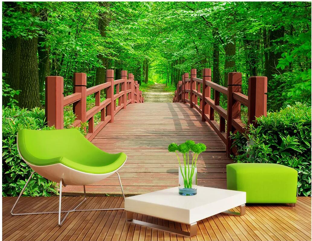 

WDBH 3d photo wallpaper custom mural Park wooden bridge garden landscape tv background home decor living room wallpaper for walls 3 d, Non-woven