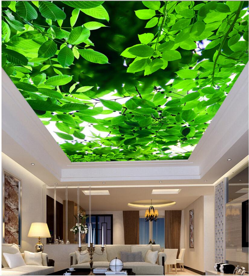 

WDBH 3d ceiling mural wallpaper custom photo Forest branches, green leaves living room home decor 3d wall murals wallpaper for walls 3 d, Non-woven