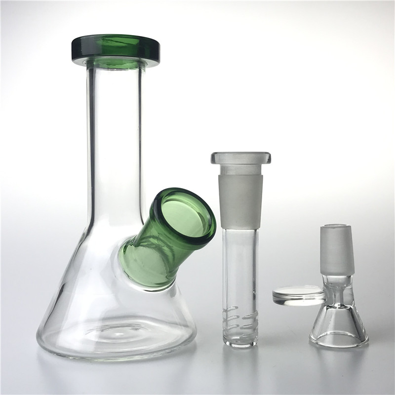 

New 14mm Glass Water Bongs with 5 Inch Thick Unique Mini Heady Beaker Bong Downstem Glass Bowls Recycler Oil Rigs Smoking Pipes