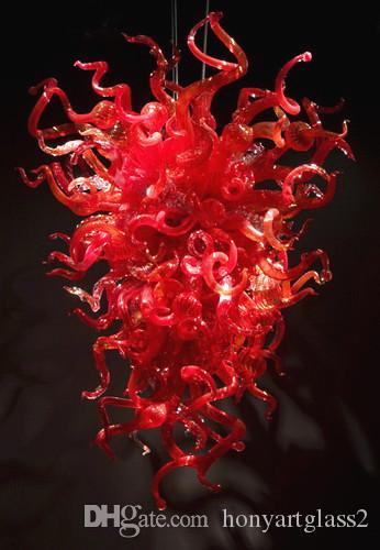 

Europe Style Red Luxury Hand Blow Glass Chandelier Pendant Large Modern for Hotel Museum Hall Stairs Villa Decor
