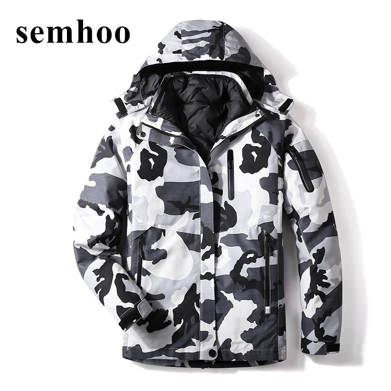 

men's plus velvet coats winter fashion new removable warm long sleeves with hats waterproof luminous cotton jackets, Black