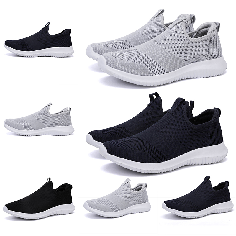 

Cheap wholesale women men running shoes black white Navy blue Laceless mens trainers Slip on sports sneakers Homemade brand Made in China