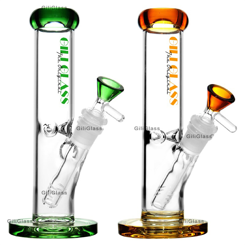 

8" Glass Water Pipe Bong Heady Straight Tube Dab Oil Rig Bongs 6-Cut Diffused Downstem pipes rigs Beaker bubbler herb bowl wax quartz banger