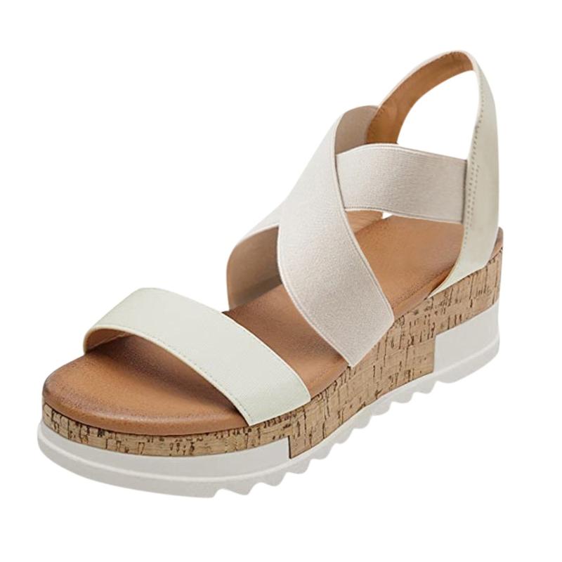 

SAGACE Platform Sandals Women Large Size Solid Slip On Sandals Ladies Elegant Thick Bpottom Shoes Wedges Heels, Black