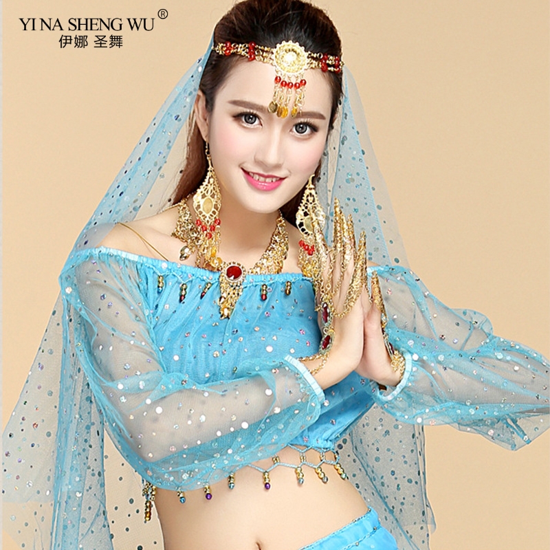 

Long Sleeve Off Shoulder Adult Women Belly Dance Costume Tops Chiffon Gypsy Costume Dancewear tops 6 colors Bellydance Wear New, Royal blue