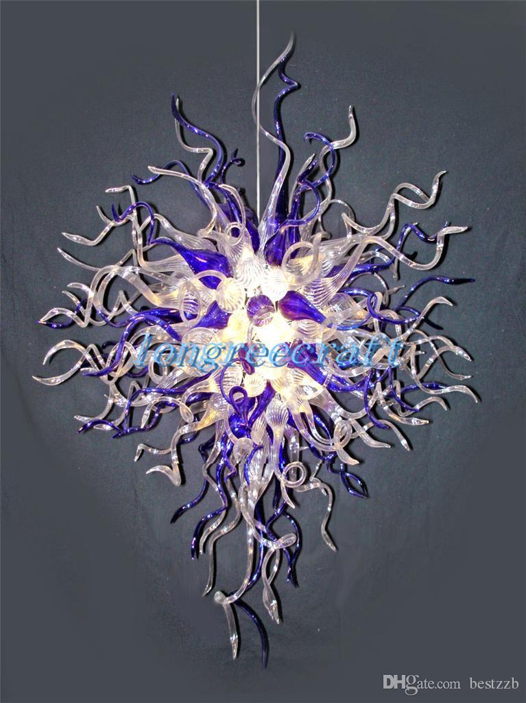 Free Shipping Mouth Blown 110v/120v LED Bulbs European Crystal Chain Hanging LED Decor Pretty Glass Chandelier-image-524907333