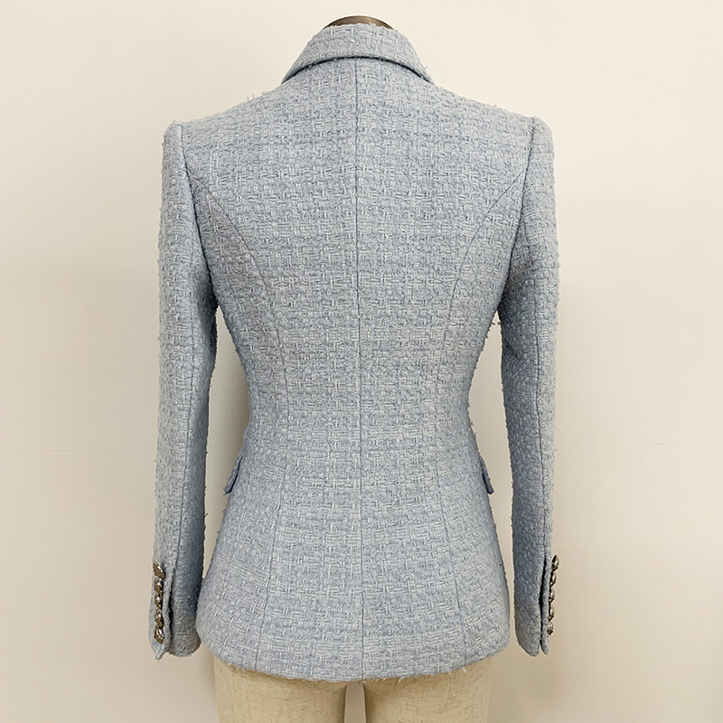 

Blazer Newest Baroque Designer 2020 Women' Lion Metal Buttons Wool Tweed Blazer Jacket, Black